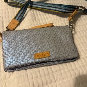 Consuela Silver Textured Crossbody Bag